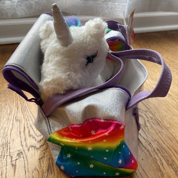 SOLD Pet in Carrier Unicorn Rainbow Plush NEW with sound - Picture 2 of 4